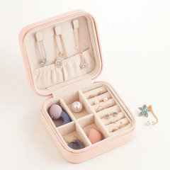 Portable Jewelry Storage Box | Leather Organizer | Travel Case | Multipurpose Gift Box for Jewellery & Hair Accessories (Random Colour)