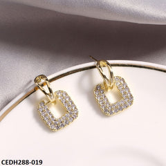 Tear Square Drop Earrings Pair